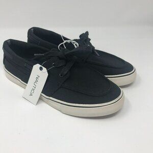 Womens Nautica Black Canvas Boat Shoes Size 7.5